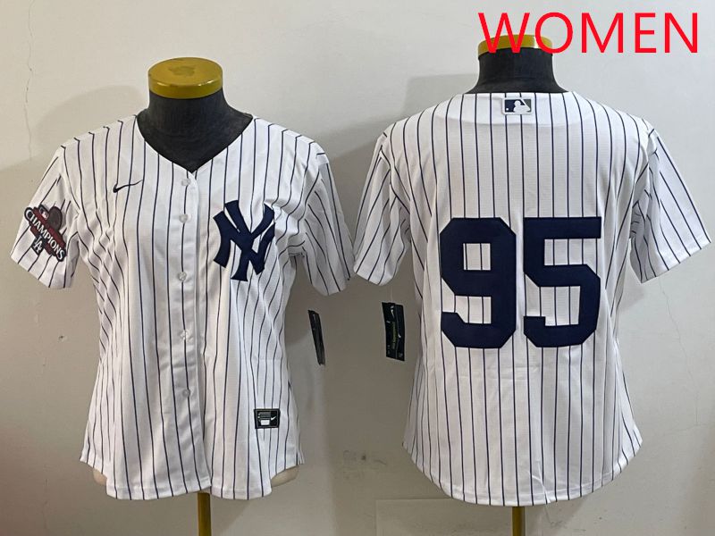 Women New York Yankees 95 No Name White Stripe Game 2025 Nike MLB Jersey style 1